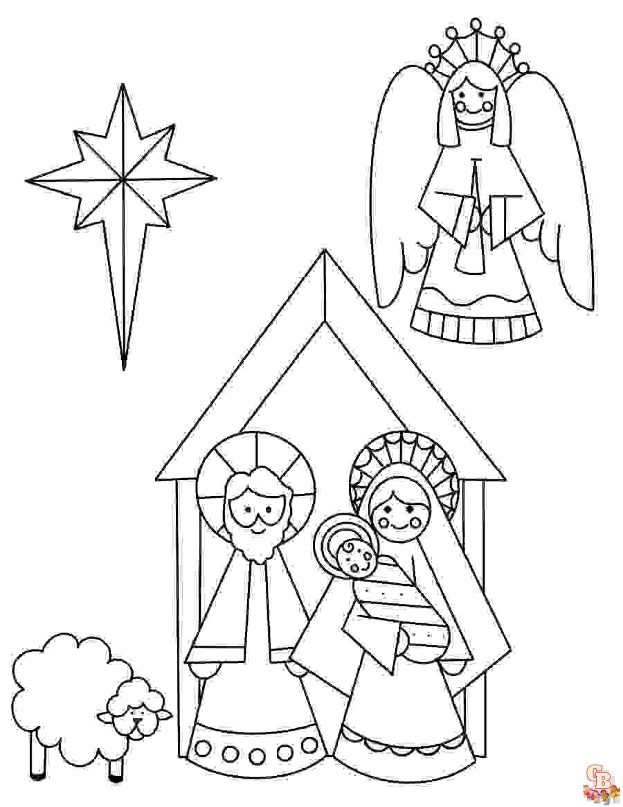 Nativity coloring pages free printable