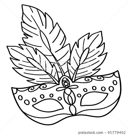 Mardi gras mask isolated coloring page for kids