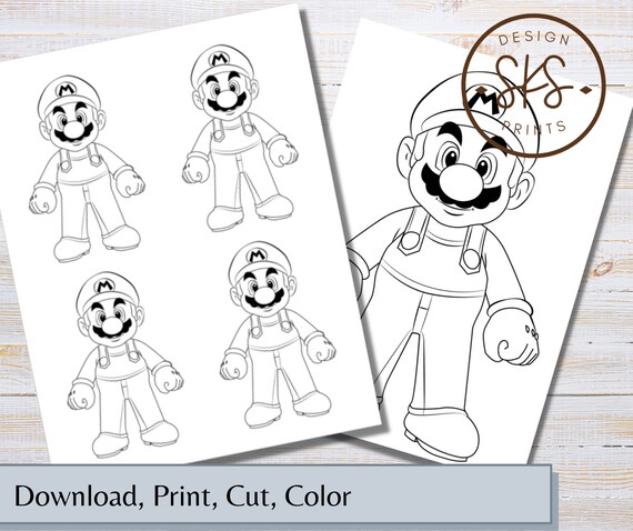 Mario coloring sheets party favors mario birthday party
