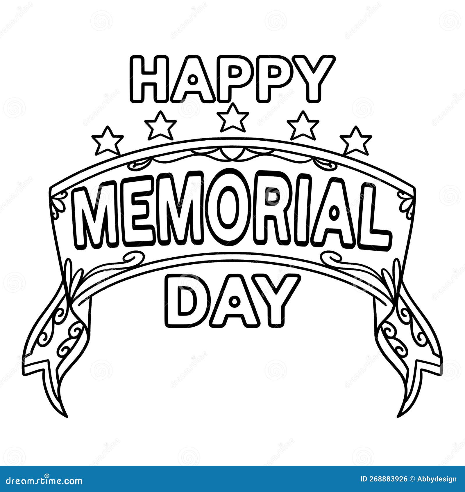 Happy memorial day isolated coloring page for kids stock vector