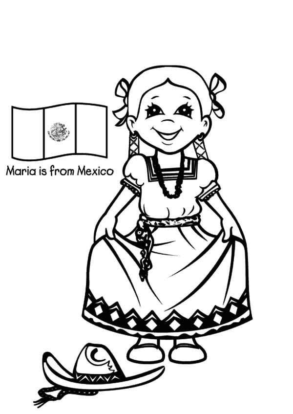 Beautiful mexican girl dress coloring pages color luna coloring pages mexican girl mexican pictures