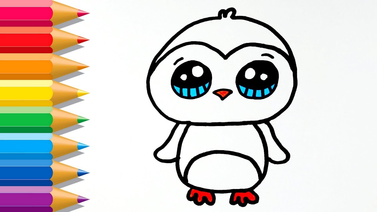 How to draw cartoon penguin easy step by step penguin coloring pages for kids