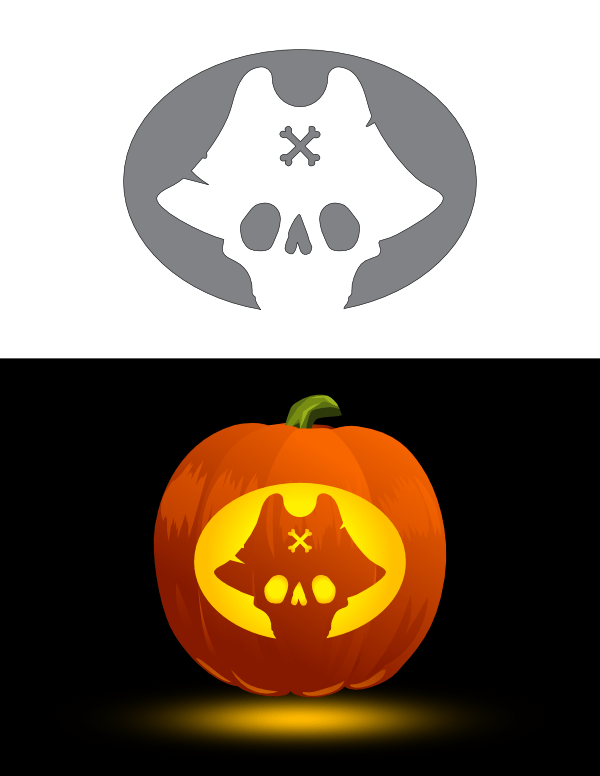 Printable pirate skull pumpkin stencil