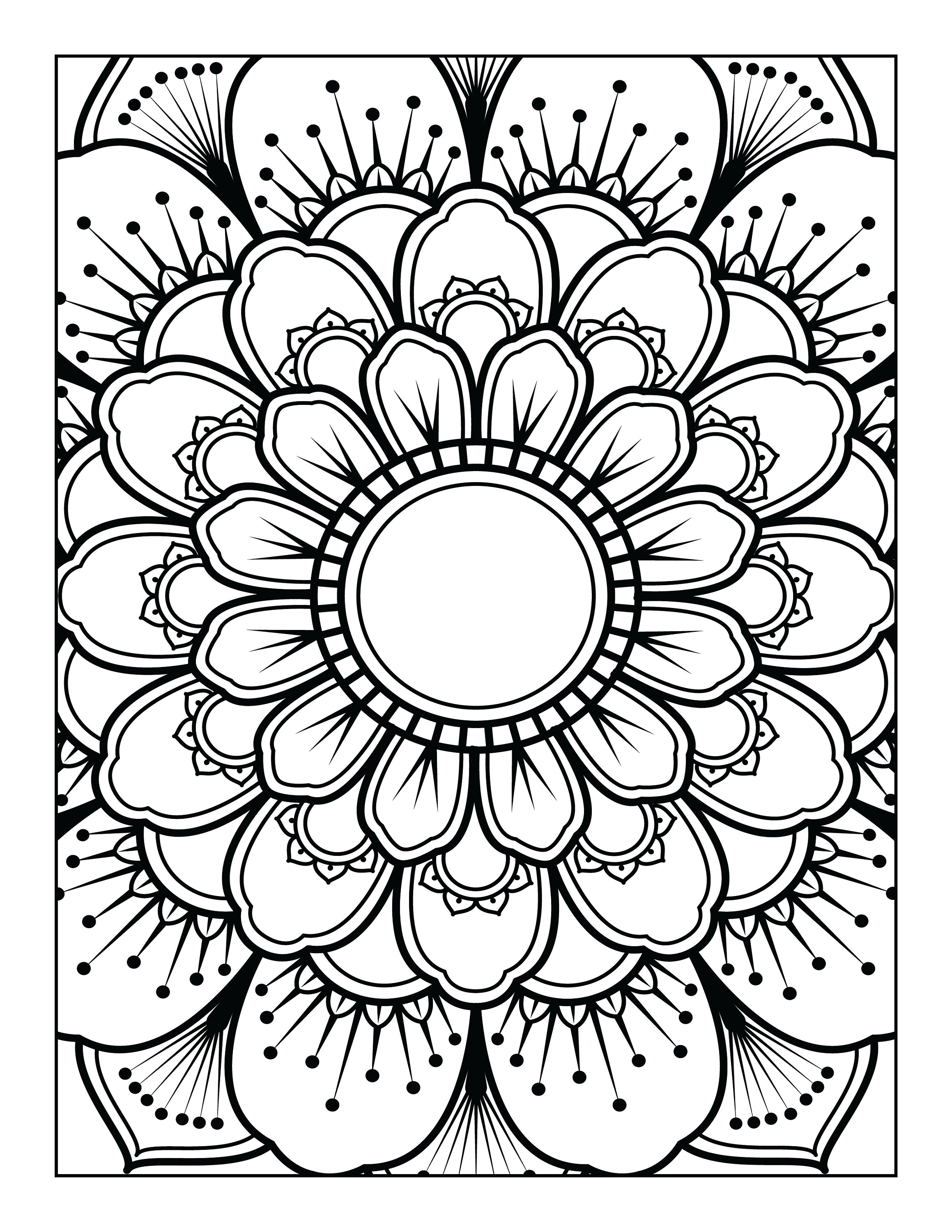 Printable mandala adult coloring pages floral easy coloring book mandalas