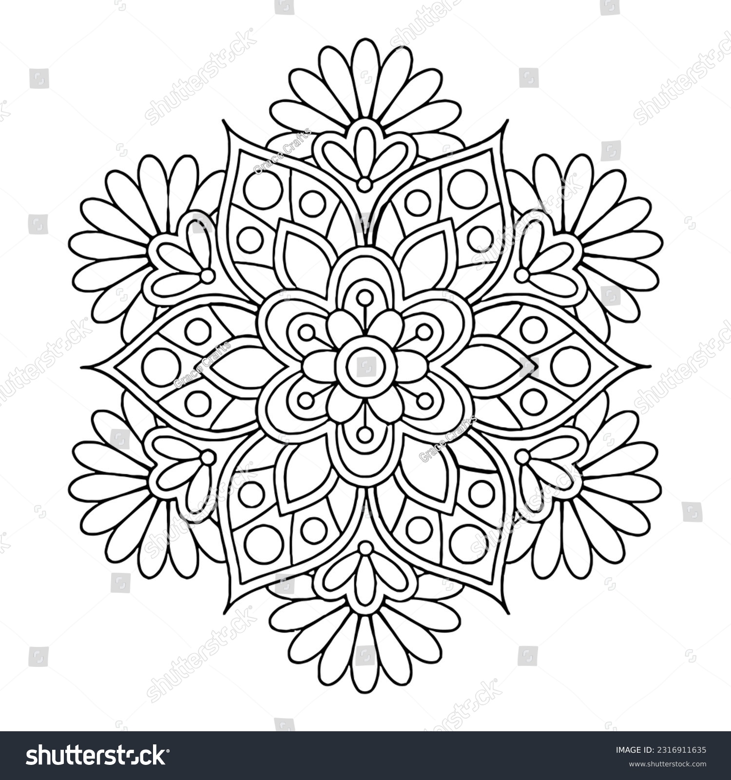 Easy mandala coloring page adults simple arkivvektor royaltyfri