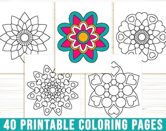 Mandala coloring pages for kids easy mandala coloring pages for kids boys girls teens adults simple mandala pdf instant download