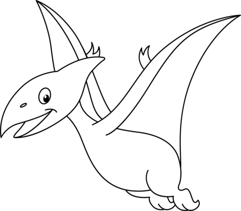 Cute pterodactyl coloring page free printable coloring pages