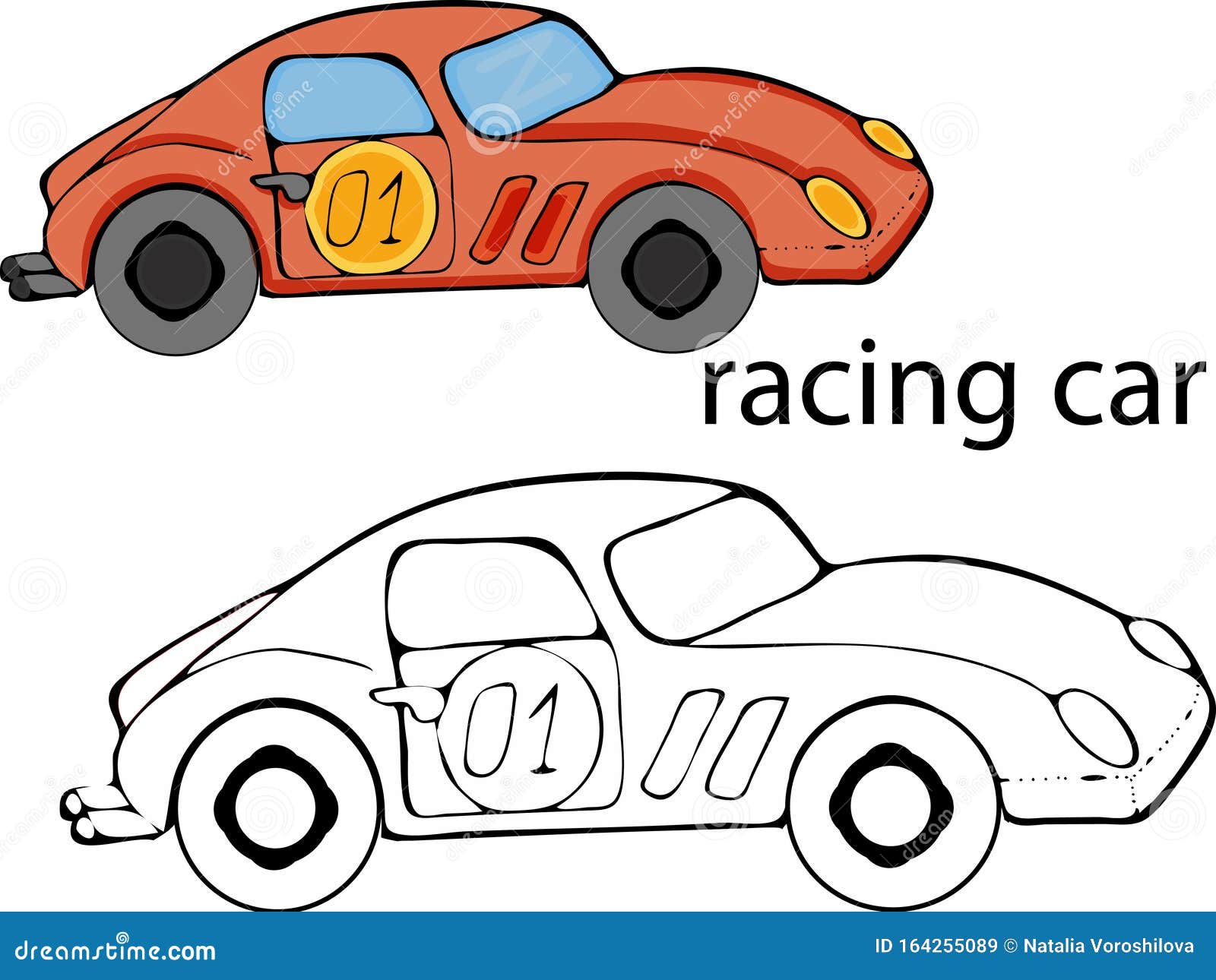 Coloring pages for kids transportracing carclassic stock vector