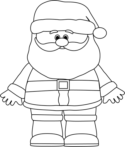 Black and white santa clip art