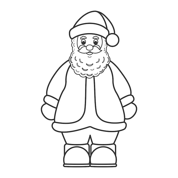 Premium vector santa claus black and white outline vector illustration coloring book for children