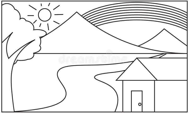 Simple scenery for coloring book stock vector