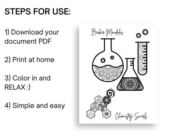 Fun science coloring pages with mandala patterns kids activity adult coloring pages beakers and science fun