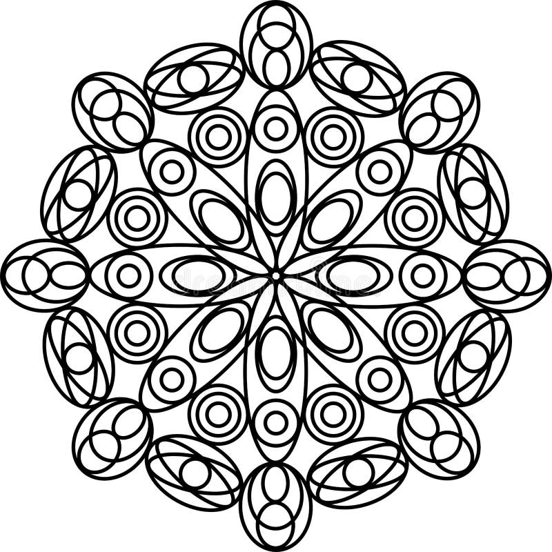 Simple geometric mandala coloring page for kids and adults vector illustration stock vector