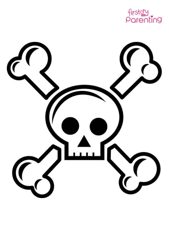 Cartoon skeleton coloring page for kids