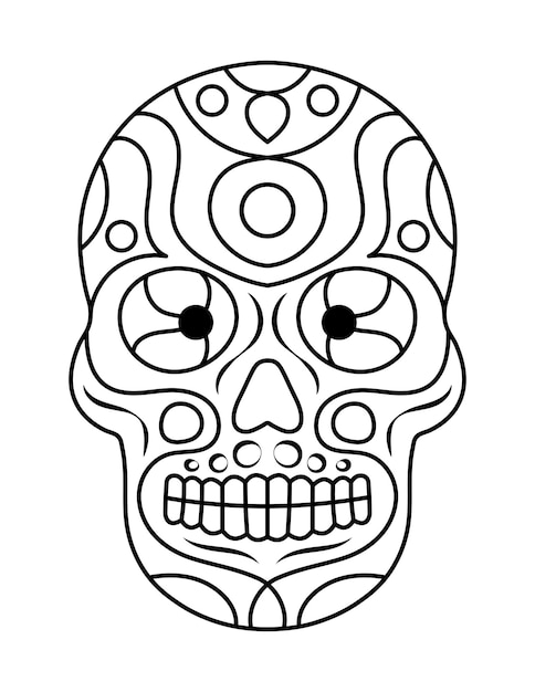 Premium vector simple skull coloring pages for adults