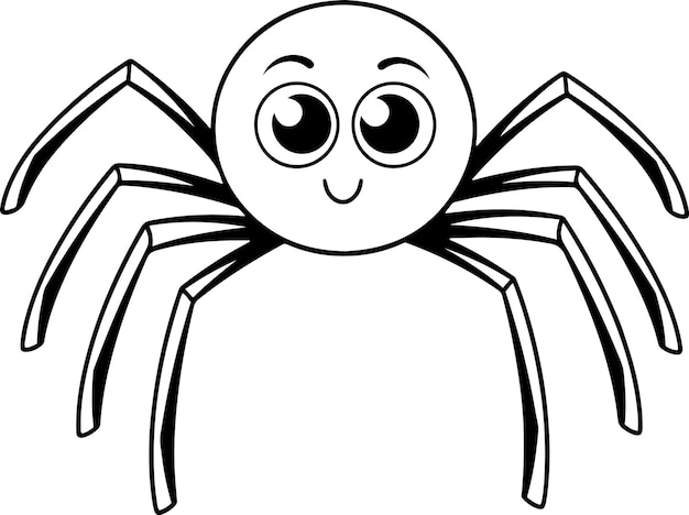 Premium vector spider vector illustration black and white spider coloring book or page for children