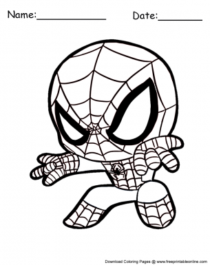 Cute chibi spiderman coloring sheet cartoon coloring pages avengers coloring pages spiderman coloring