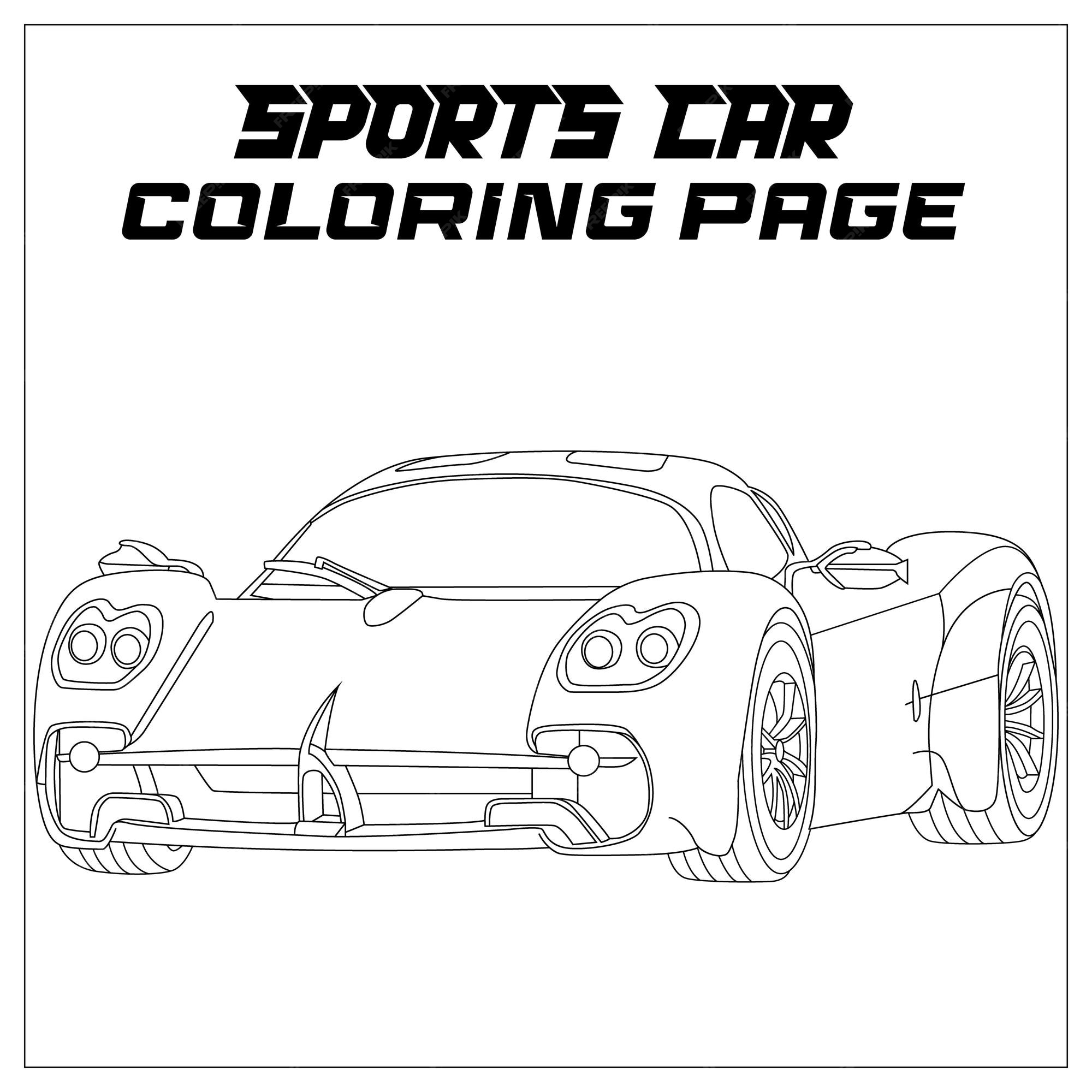 Premium vector sports car vector coloring page for kids