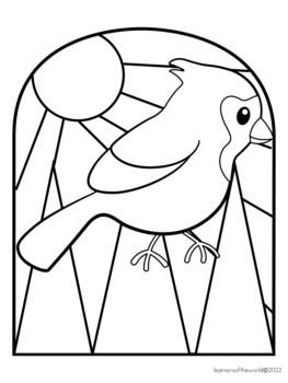 Forest animals stained glass window art coloring pages by learners of the world
