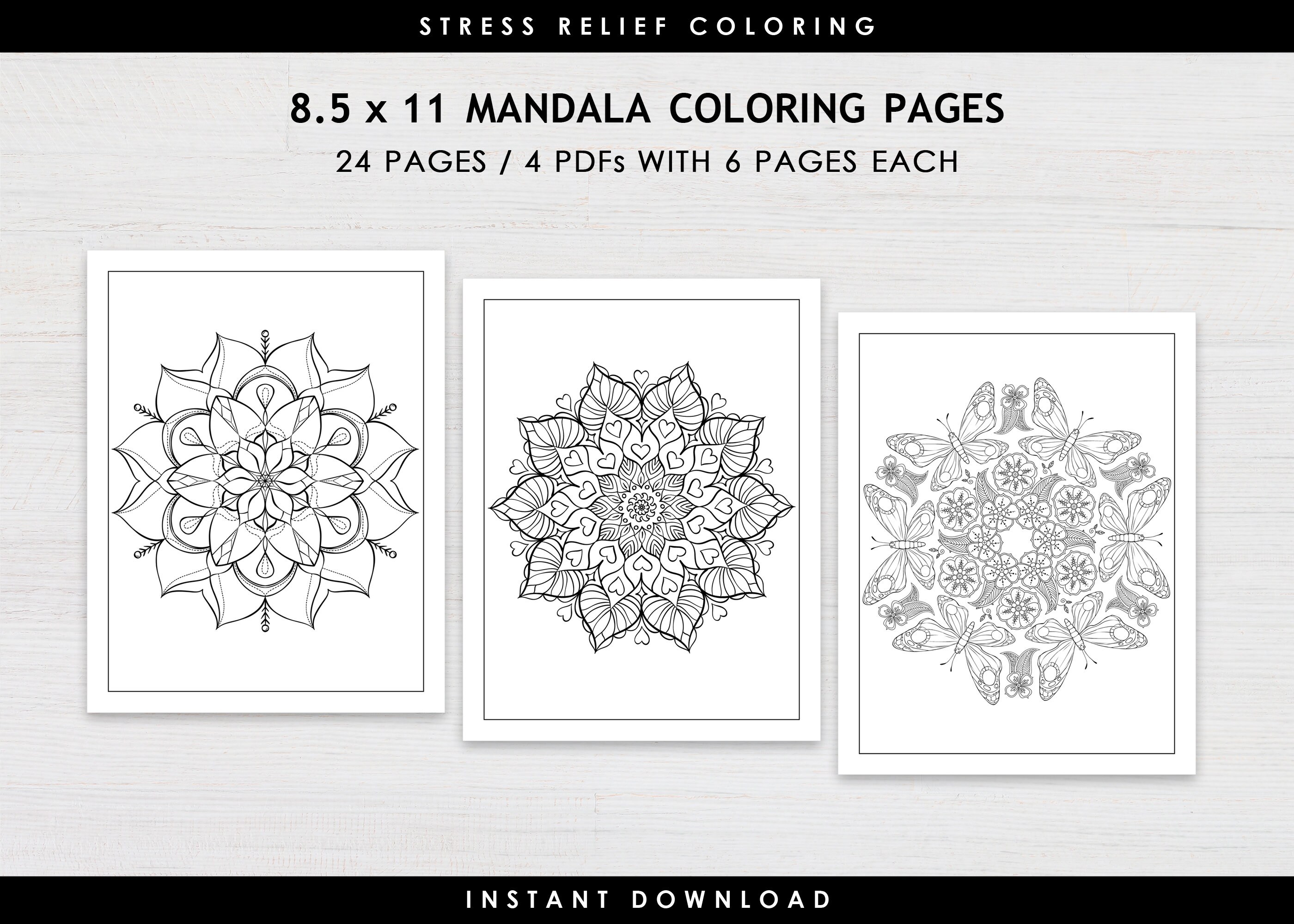 Mandala coloring pages printable pdf pages instant download stress relief coloring adult coloring pages