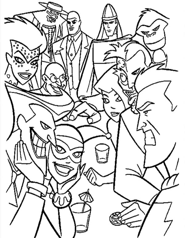 Batman vs villains in super hero squad coloring page