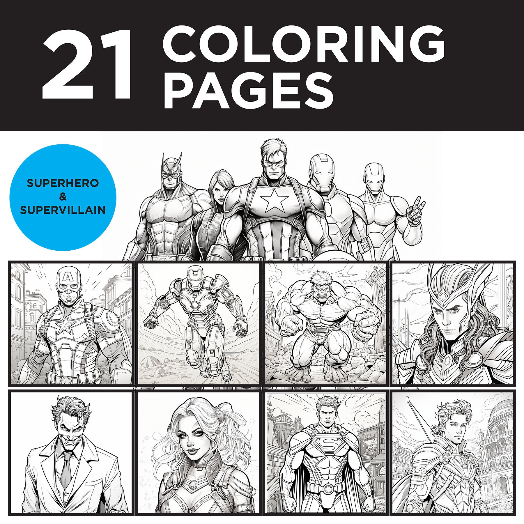Superhero supervillain coloring pages high