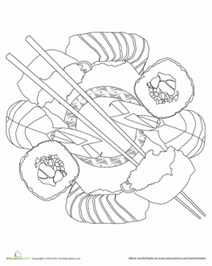 Sushi worksheet education detailed coloring pages coloring pages mandala coloring pages