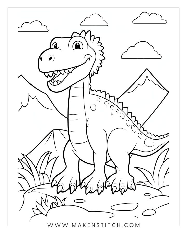 Coloring pages dinosaur theme for kids and adults