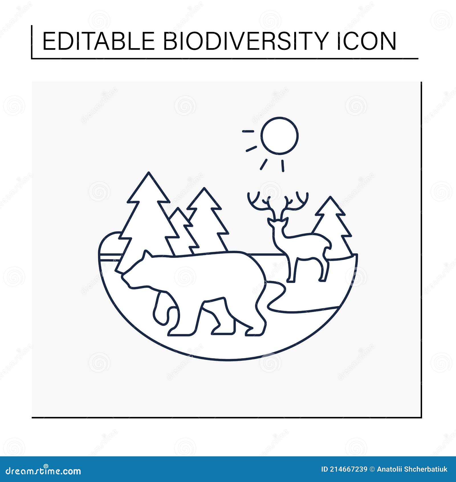 Taiga forest line icon stock vector illustration of save