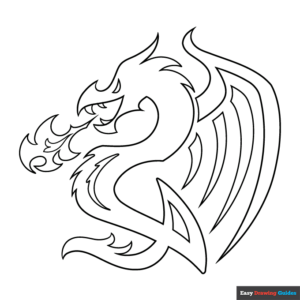 Dragon tattoo coloring page easy drawing guides