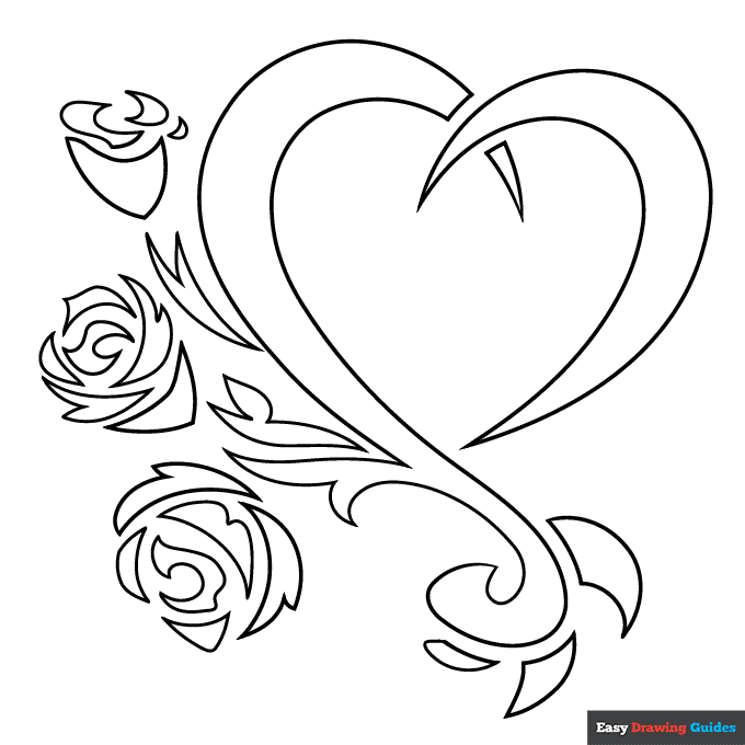 Tribal heart tattoo coloring page easy drawing guides