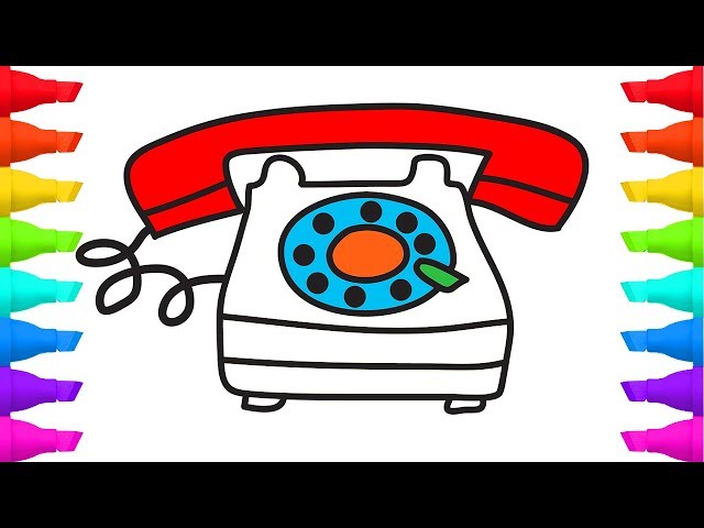 Learn to drawing cartoon telephone for kids