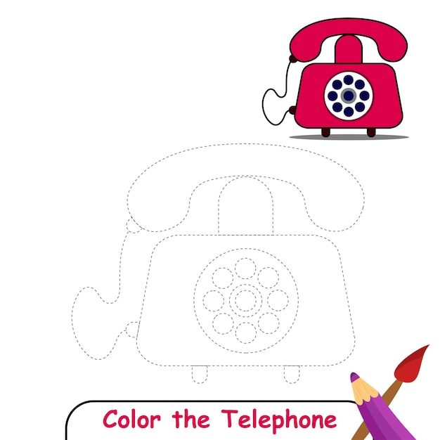 Premium vector color the telephone coloring book for kids telephone vector graphics