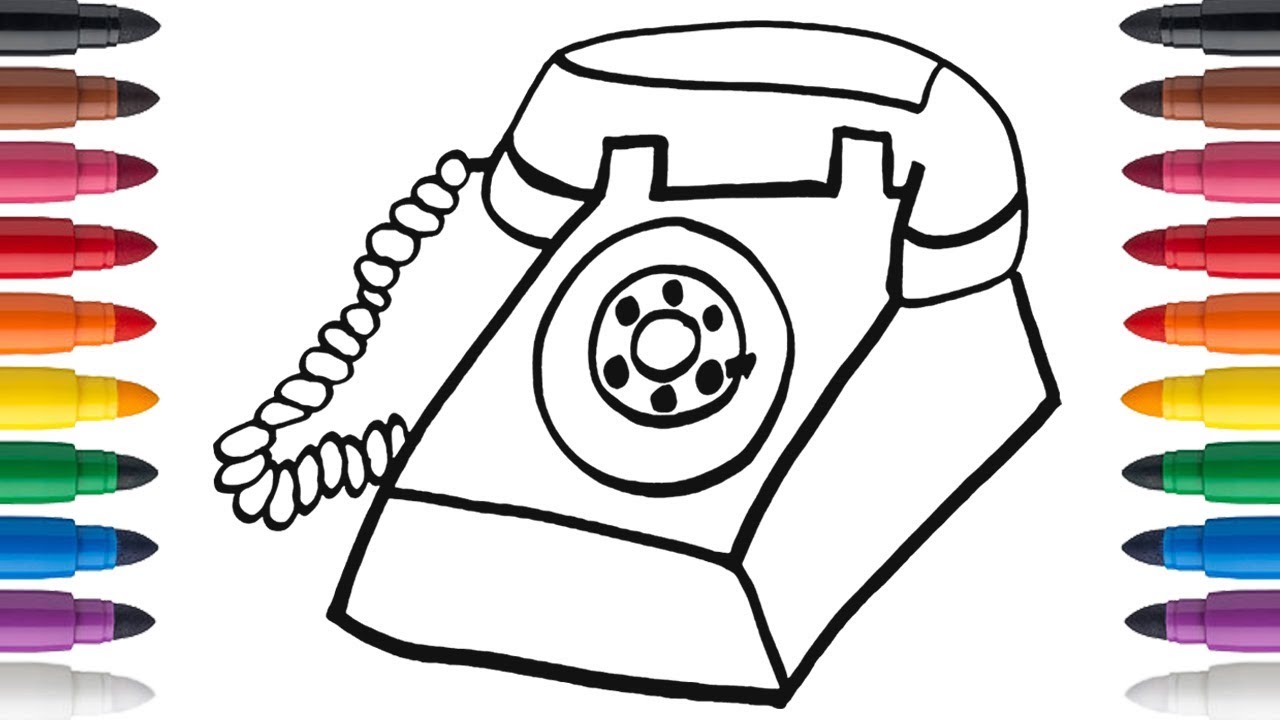 How to draw and color a telephone