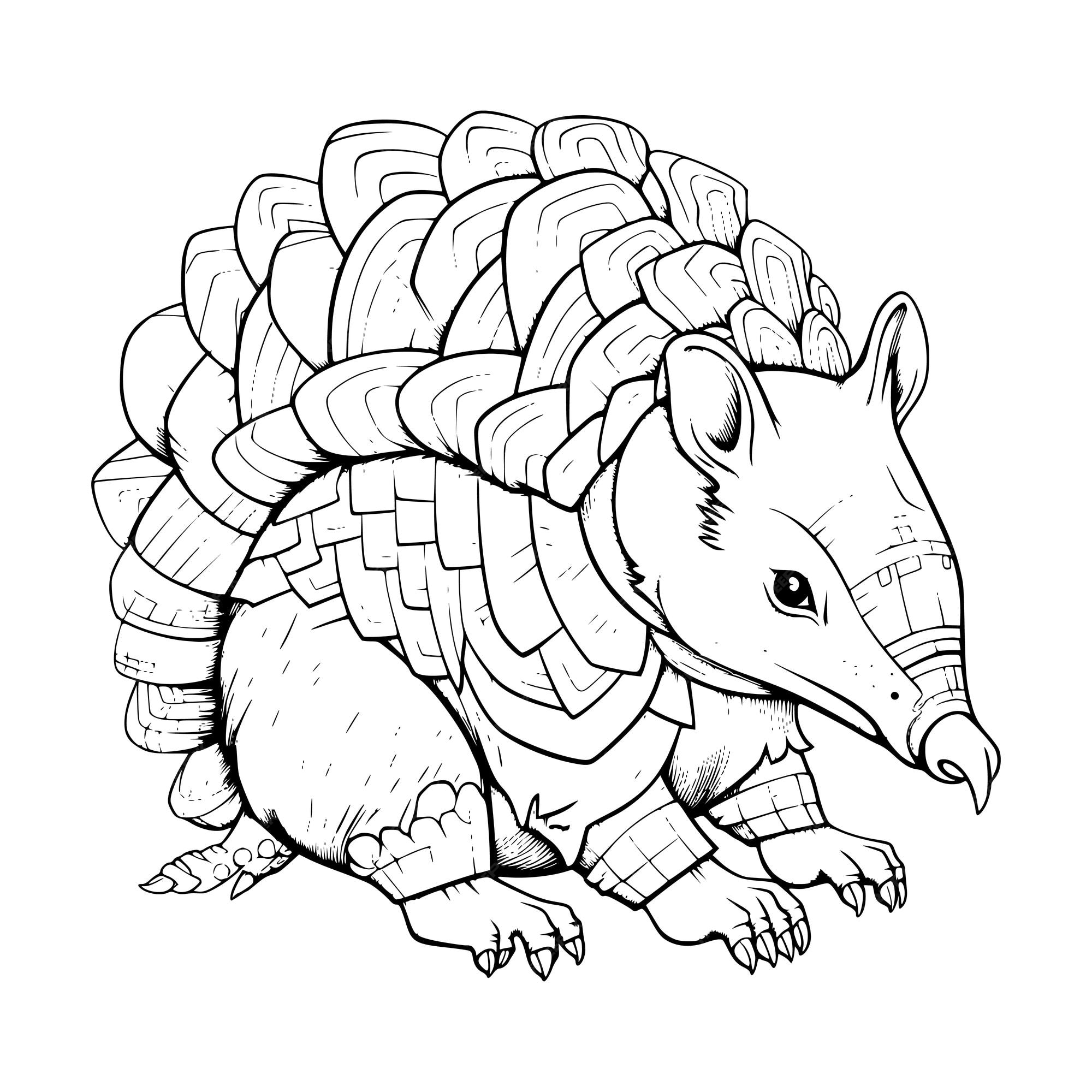 Premium vector armadillo coloring page for kids