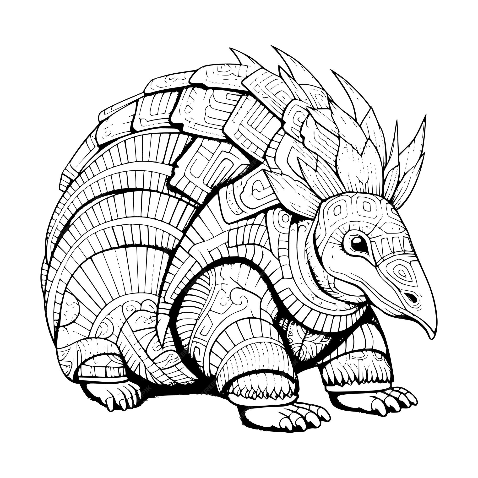 Premium vector armadillo coloring page for kids