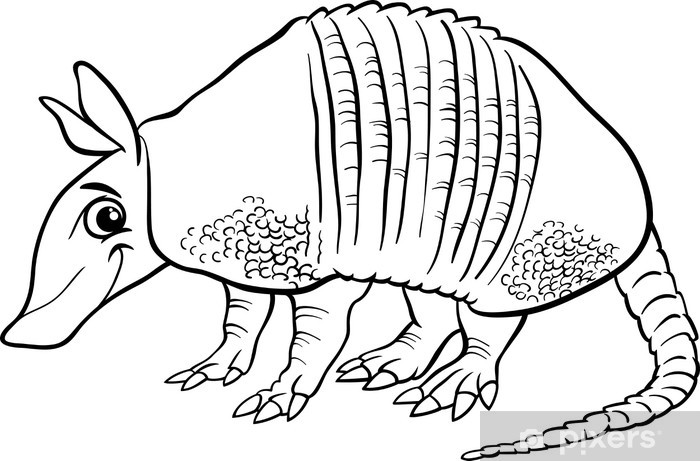 Sticker armadillo animal cartoon coloring page