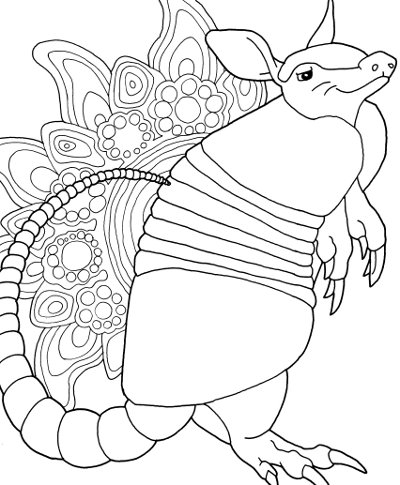 Armadillo mandala coloring page