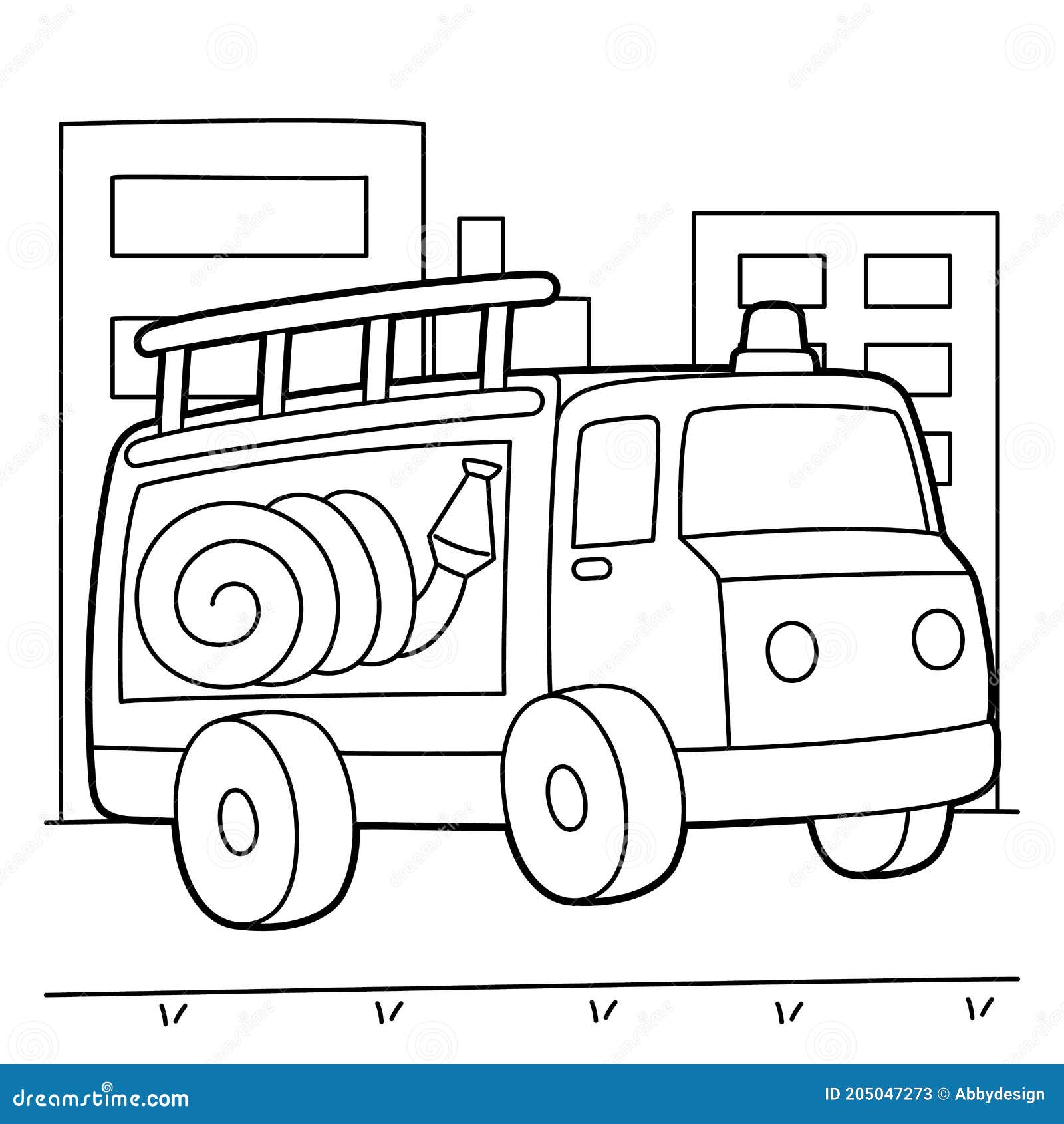 Fire truck coloring page stock vector illustration of rescue