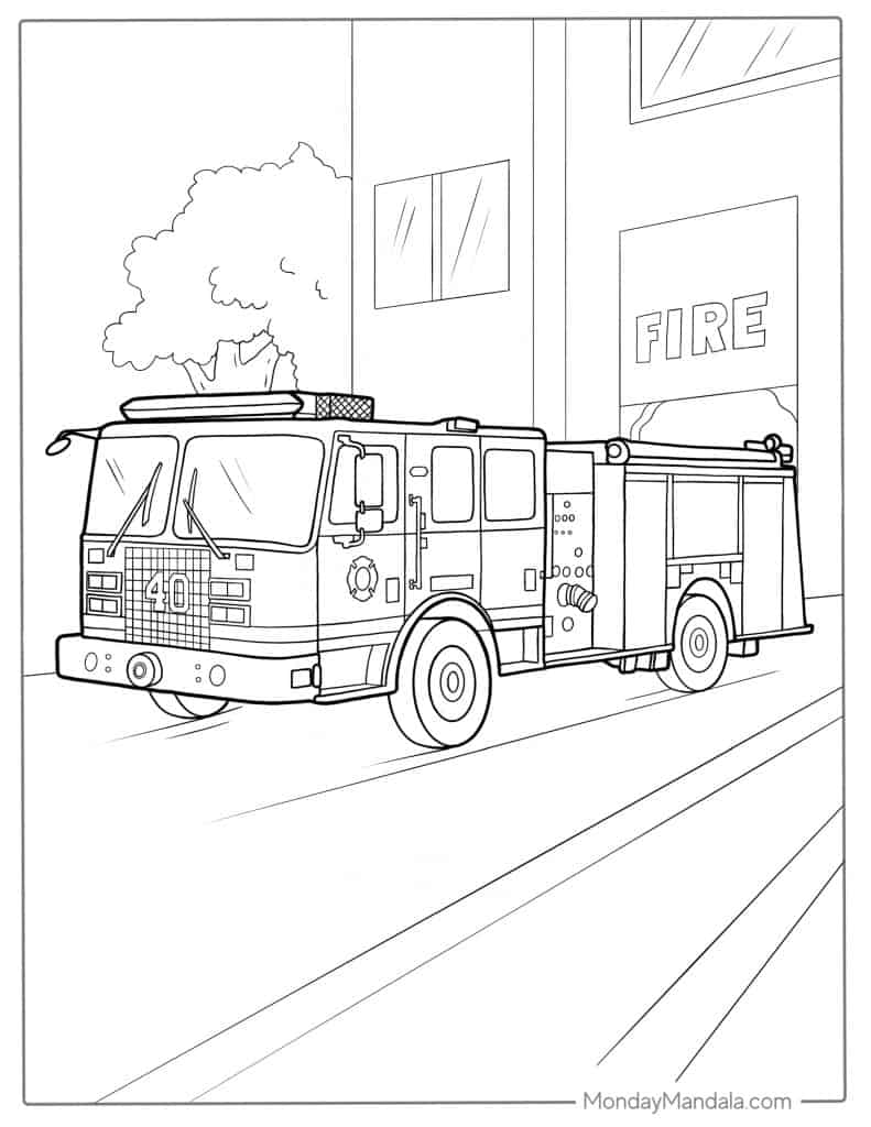 Fire truck coloring pages free pdf printables