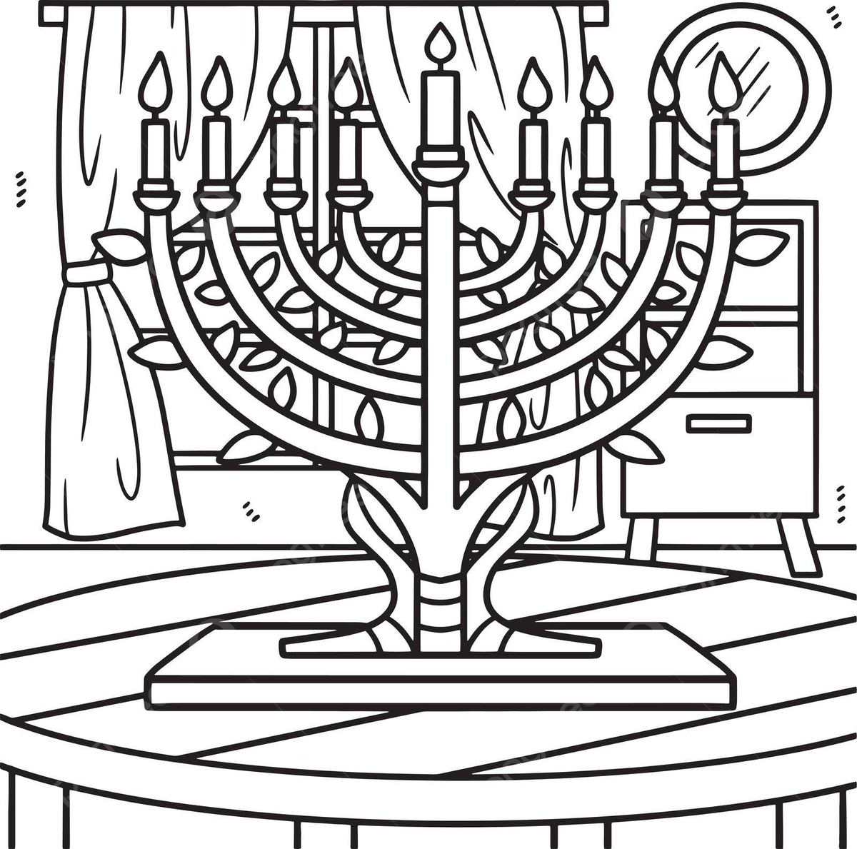 Hanukkah menorah coloring page for kids drawing judaism sundown vector sun drawing wing drawing ring drawing png and vector with transparent background for free download