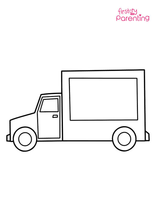 Simple truck coloring page for kids