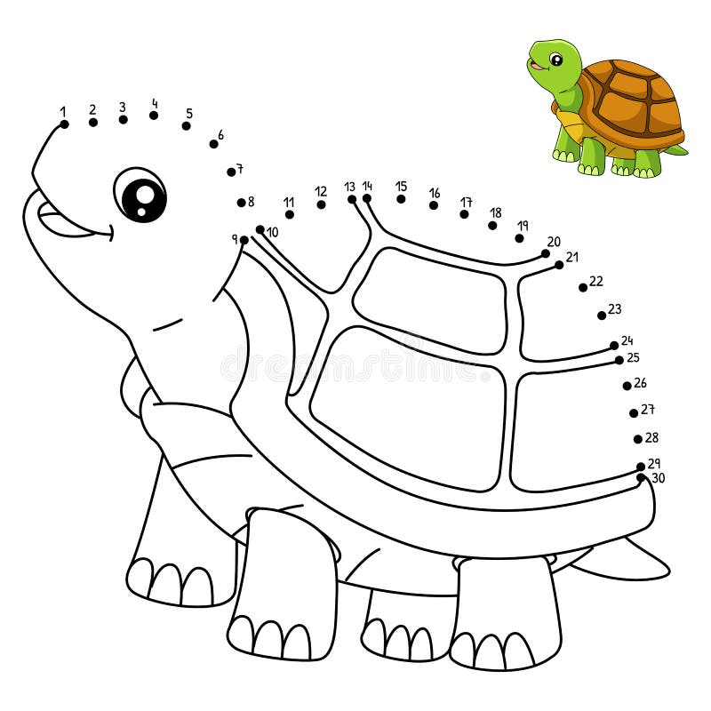 Dot to dot turtle coloring page for kids stock vector