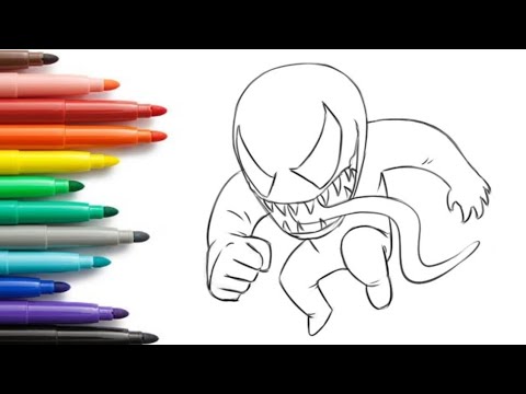 Venom coloring page for kids venom drawing easy venom baby painting ðï
