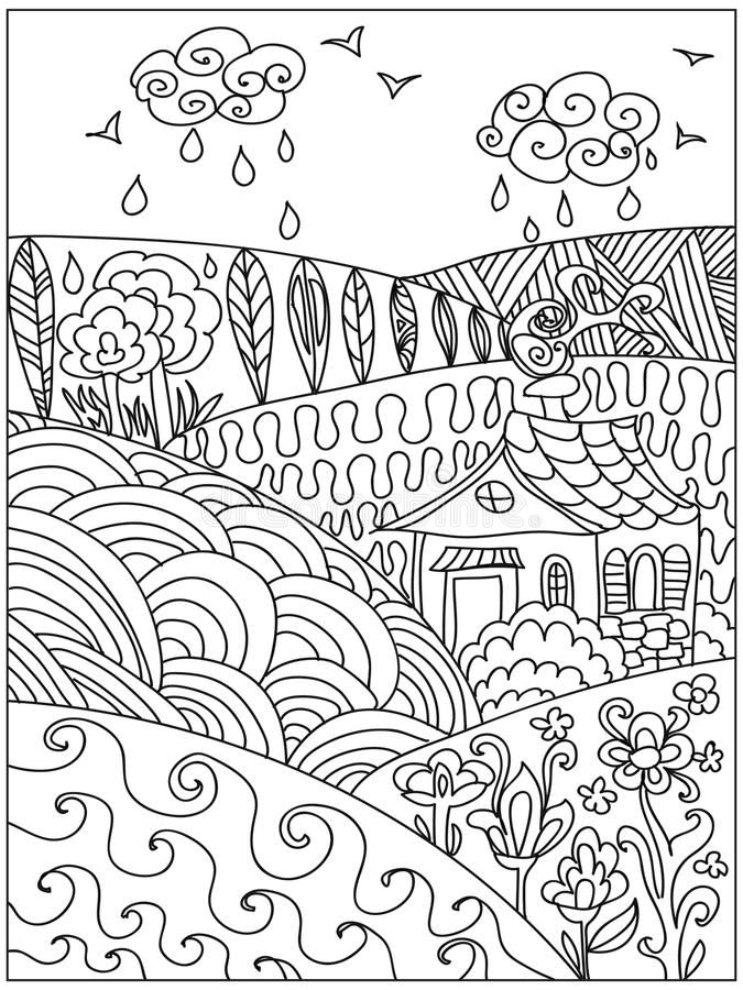 Landscape zentangle stock illustration illustration of building