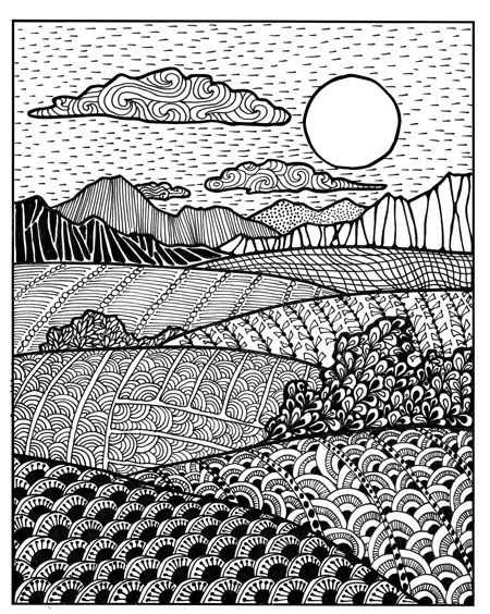 Creative patterns zen inspired landscape drawing art lesson zen doodle patterns doodle art designs zentangle drawings