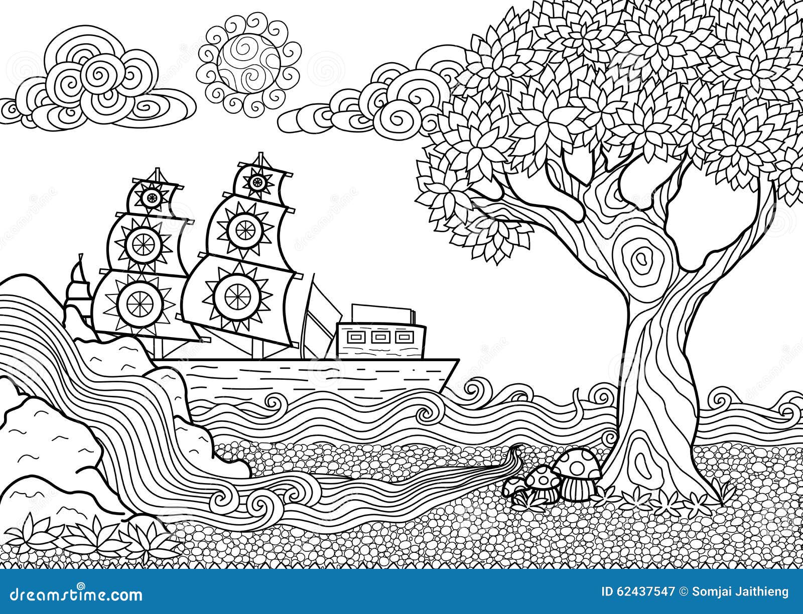 Landscape coloring book stock vector illustration of coloring
