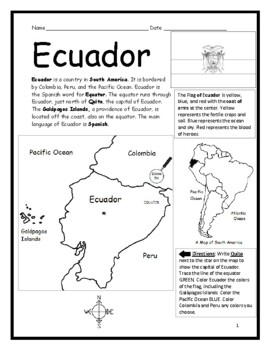 Coloring flag for ecuador tpt