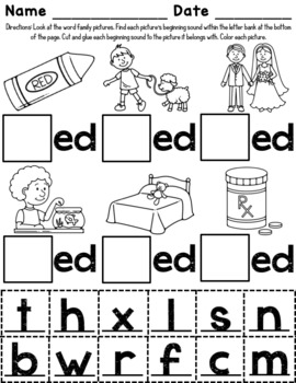 Ed word family worksheets by red headed teacher tpt