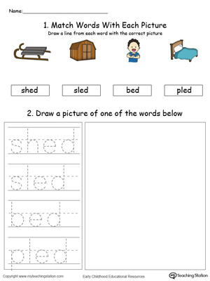 Free ed word family phonics and writing practice in color